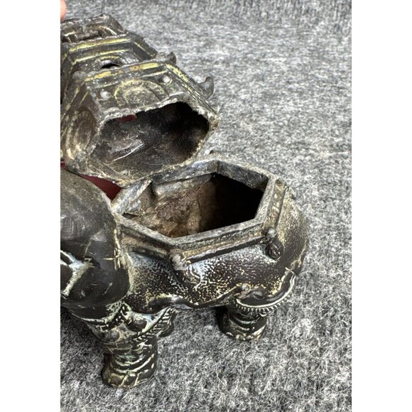 Vtg Elephant Figurine With Pagoda Holder/Lid 7in Tall Incense - Picture 3 of 7